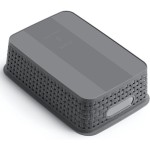 Plastic Storage Baskets 8 Pack Gray Durable Flexible Multi-Purpose Organizers for Closets Cabinets Shelves Countertops